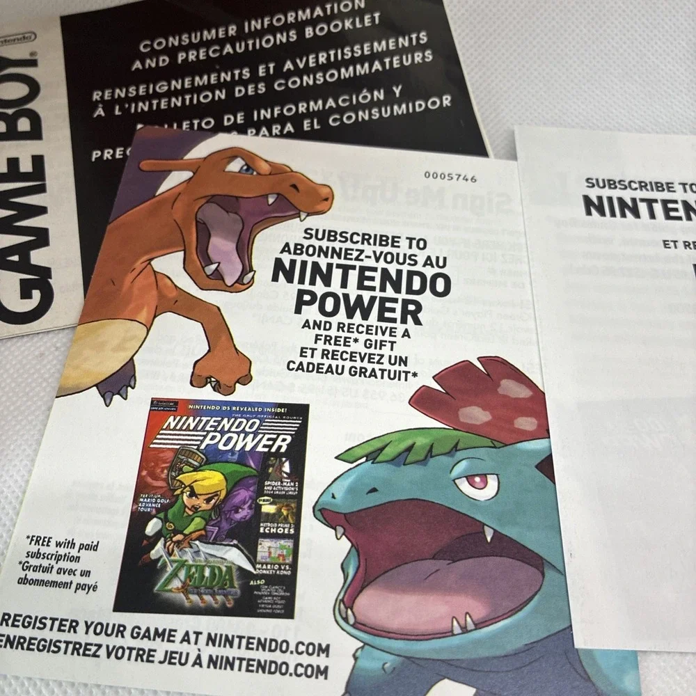 Pokemon Fire Red Leaf Green Game Boy Advance Promo Poster + Nintendo Powr Insert